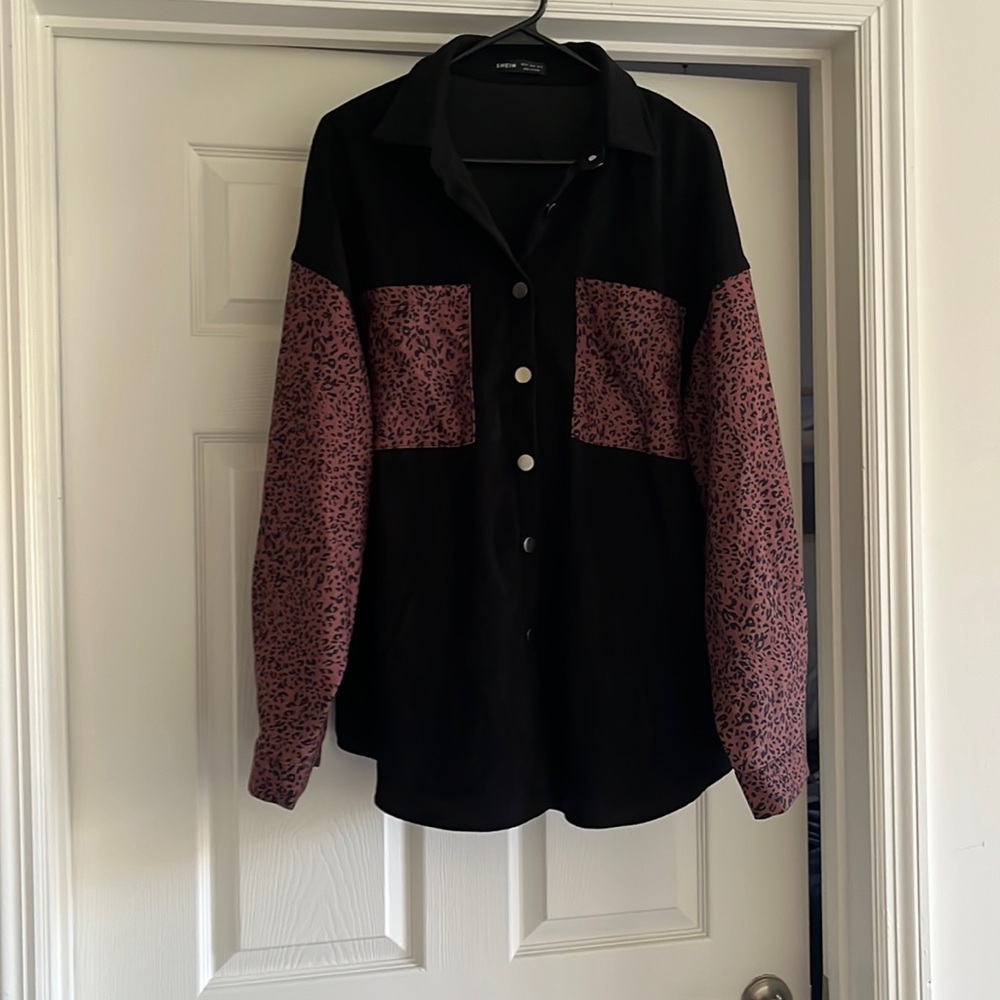 Black Patterned Button Down